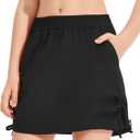 Girls Athletic Skirts Elastic Waist Active Skorts with Built-in Shorts Kids Ruched Tennis Skirts Black 9-10 Years (Black)