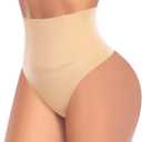 Tummy Control Thong Shapewear for Women High Waist Shaping Underwear Seamless Body Shaper Panties Girdle (Small)
