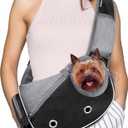 PetAmi Dog Sling Carrier for Small Dogs, Puppy Carrier Sling Purse, Dog Bags For Traveling, Carrying Bag to Wear Medium Cat, Adjustable Crossbody Pet Sling Travel, Poop Bag Dispenser, Max 5 lbs, Black