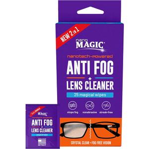 Nano Magic 2-in-1 Anti Fog & Lens Cleaning Wipes, Designed for Delicate Optics, Eyeglasses, Face Shields, Eyeglass Wipes with Invisible Nano Coating, Quick Dry, Streak-Free Lens Wipes, Pack Of 2