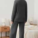 Women's Pajama Sets Long Sleeve Button Down Soft Knit Sleepwear 2 Piece Lounge Set (Gray)