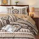 Tyrot Brown King Size Comforter Set 3 Piece Boho Aztec Western Bedding Sets, Soft Lightweight Comforter for All Seasons, Southwestern Style, 1 Comforter & 2 Pillow Shams