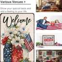 Smilelife Patriotic Floral Mason Jar USA Flag Welcome Tin Sign for Home Bedroom Man Cave Garage 4th of July Memorial Day Independence Day Decor 8 X 12 Inch (3707)