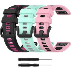Sport Strap Compatible with Garmin Forerunner 955/955 Solar Band Breathable Silicone Watch Band Wristbands Adjustable Replacement Bands for Forerunner 955 Women&Men (NavyGreen&Black&DarkBlue) (Black&Pink&Teal)