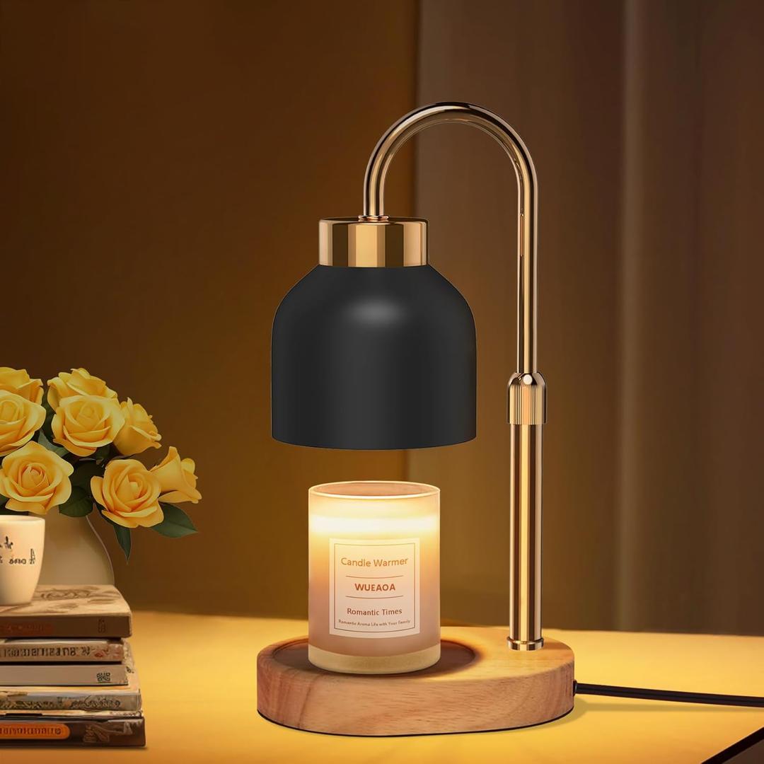 Candle Warmer Lamp with Timer and Dimmer and 2 Bulbs, Height and Brightness Adjustable, Black Electric Wax Warmer for Women Mom, Best Birthday and House Warming Gift New Home Decor