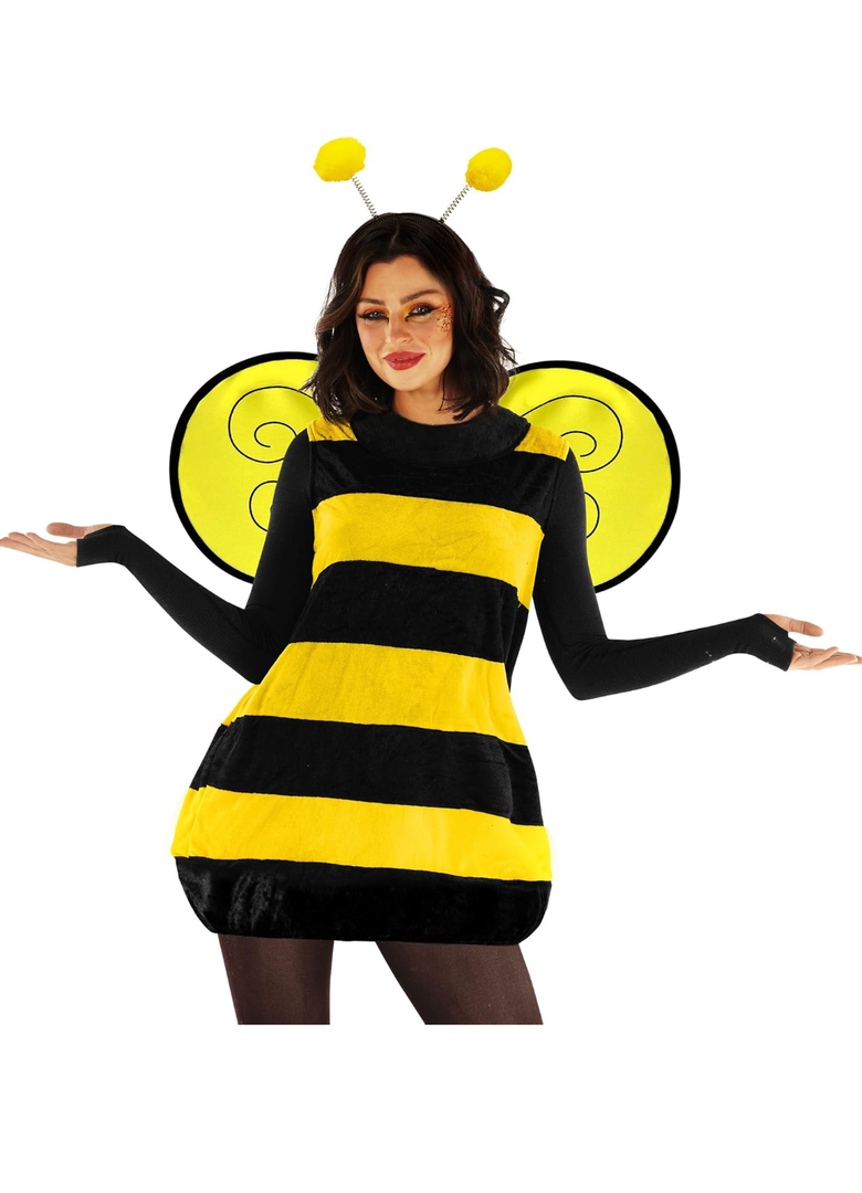 Morph Bumble Bee Costume Women, Bee Costume Adult, Bumblebee Costumes Woman, QueenBee, Halloween Costumes For Women Adult, Size Large