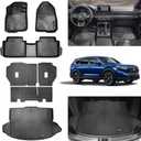Car Floor mats & Cargo Liner and Backrest Mat Full Set Compatible for Honda CRV 2025 2024 2023 All-Weather Rubber Mat Protector Non-Hybrid Black.(Cargo Tray in Lowest Position)