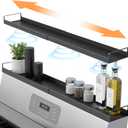 Extendable Steel Over the Stove Shelf for Back of Stove (16 to 30 Inches) Magnetic Stove Top Shelf for Kitchen Stove, Over Stove Shelf for Back of Stove - Over the Stove Spice Rack Shelf (Black)