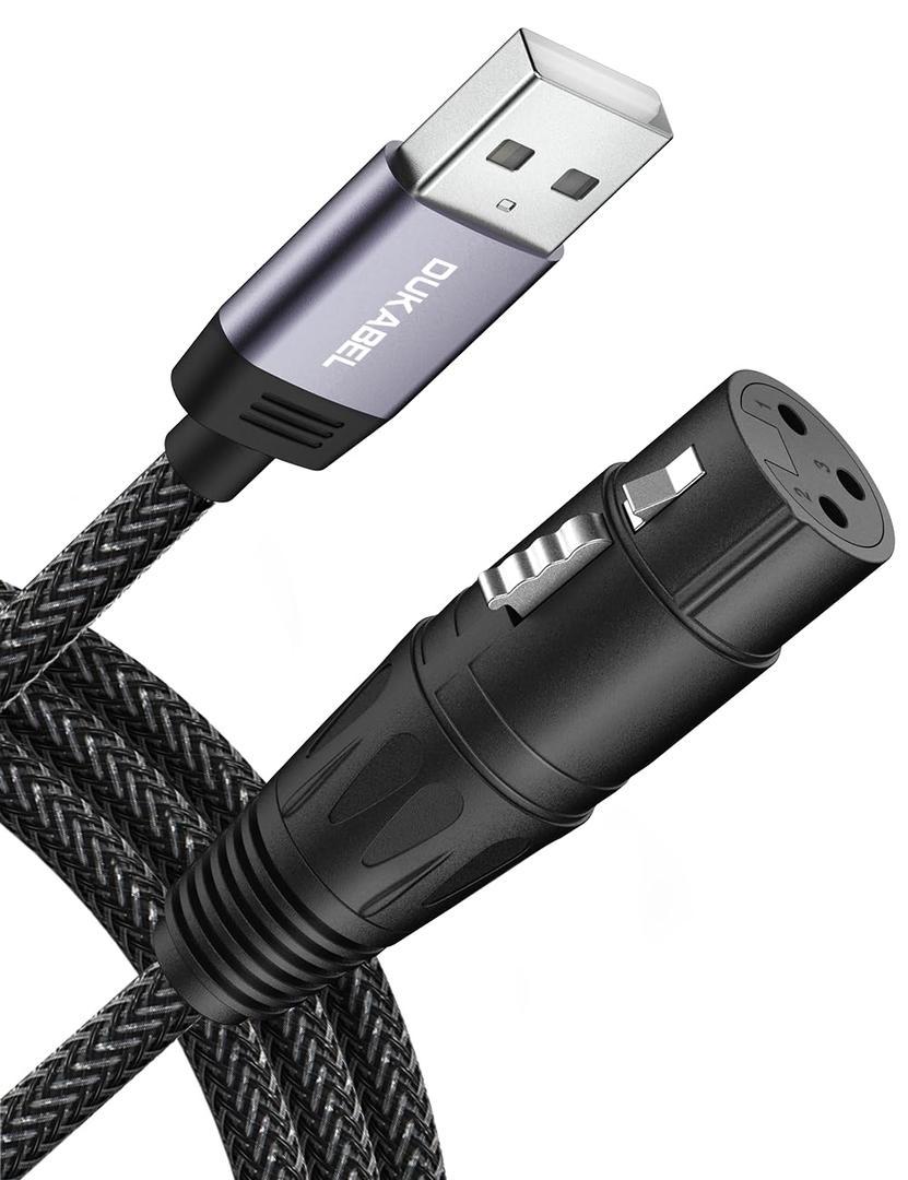 DUKABEL USB Microphone Cable, Upgraded XLR to USB-A Cable with 24bit/96KHz XLR Recording Cable for Podcasting Recording, 1.8M/6FT Mic Adapter for PC, Laptop