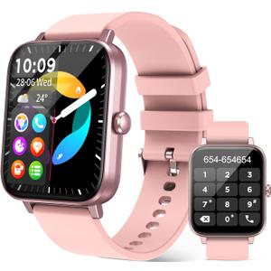 Smart Watch for Women (Answer/Make Call): 1.85" Waterproof Fitness Trackers with 24-Hours Blood Pressure Heart Rate SpO2 Sleep Monitor Watches for Women, iPhone Android Compatible( (Light Pink)