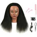 FUTAI African American Mannequin Head 100% Real Human Hair Manikin Doll Style Head for Practice Braiding Styling Cosmetology Training with Stand