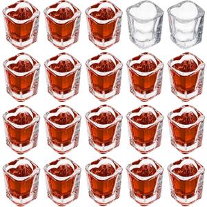 Jucoan 20 Pack 1.5 oz Shot Glasses Set, Cute Square Heart Shaped Shot Glasses Set, Clear Heavy Base Soju Spirit Liquor Shot Glass for Valentine's Day, Bachelor Wedding Party Bar Supplies