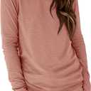 ATHMILE Womens Long Sleeve Shirts Basic Tee Fall Trendy Spring Top Business Casual Beach Vacation Workout 2026 Fashion (Medium, Pink)