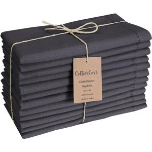 Hemstitch Cloth Dinner Napkins Cotton Set of 12 - Soft Durable Washable - Ideal for Farmhouse Parties Wedding Christmas Easter - Perfect Everyday Use Table Cloth Napkins 18x18 Grey