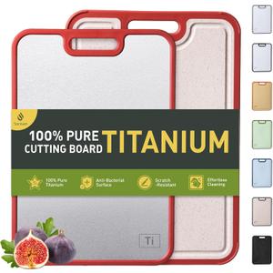 2 Packs Titanium Cutting Boards for Kitchen Chopping Board Butcher Block 2 in 1 Pure Titanium Gift Best Mama Mom Ever Christmas Xmas Birthday Law Step Who Have Everything Good Unique Useful Present (2pc: Large + Medium, Red/Beige)