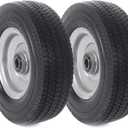 AR-PRO (2-Pack) 8-Inch Solid Wheel Replacement - 2.50-4" Flat Free Tire and Wheel with 5/8 extra 3/4 Bearings and 2.2" Offset Hub - Compatible with Hand Truck, Generator, Gorilla Carts