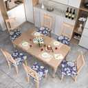 Stretch Dining Chair Seat Covers Set of 4,Dining Chair Slipcovers, Floral Printed Chair Covers,Soft Fabric Washable Upholstered Chair Seat Protector, No Rear Covers for Home Kitchen Dining Room (Light Purple Flowers + Butterflies)