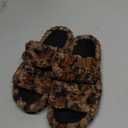 EverFoams Womens Fuzzy Open-toe Slippers Soft Comfy Memory Foam Indoor House Shoes (7-8, Diva Spots)