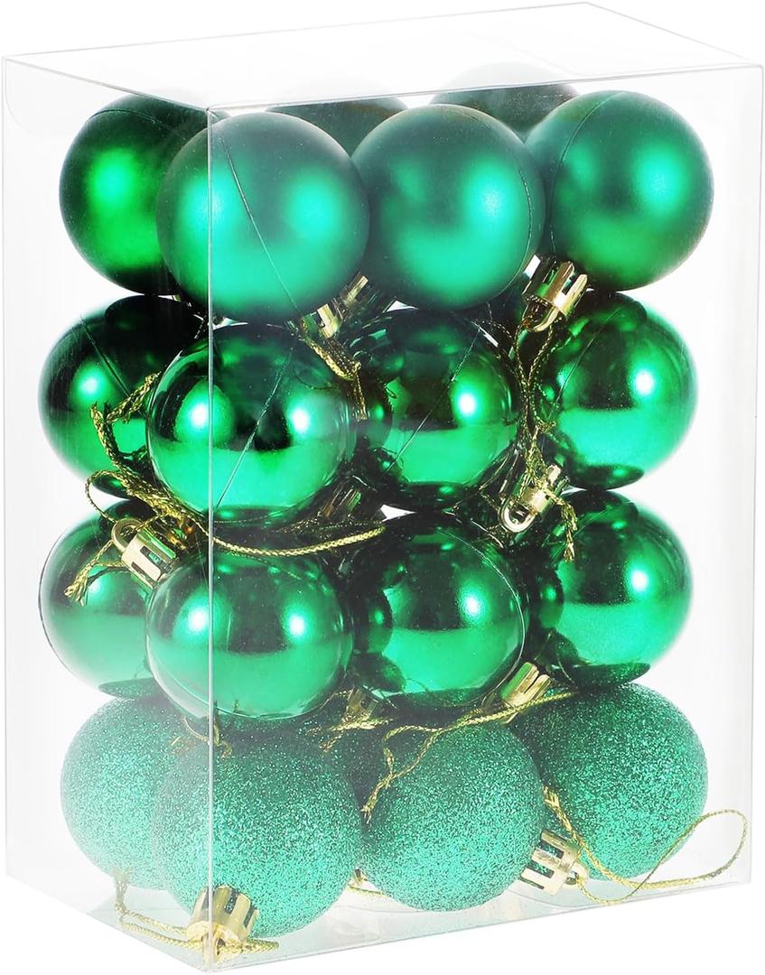 3 x St Patricks Day Decorations, 24pcs 4cm/1.5" Hanging Balls Irish Festival Dcor, Green Christmas Ball for St Patricks Day Tree Decorations