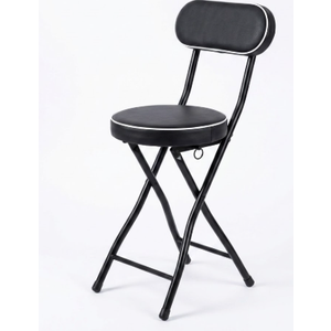 Portable Folding Bar Stool with Padded Seat Adjustable 2230inch Height PU Leather Counter Chair Ideal for Kitchen Garden OfficeBlack (26inch/65cm) (Black 24inch/60cm)