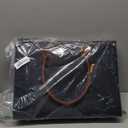 LOVEVOOK Laptop Tote Bag for Women, 15.6 Inch Large Capacity Vintage Leather Work Computer Bag, Business Casual Shoulder Handbag, Black & Brown