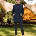 MoFiz Women's Long Fleece Zip Up Hoodies Long Sleeve Full Zip Soft Warm Polar Fleece Jacket Coat with Pocket for Fall Winter (L)