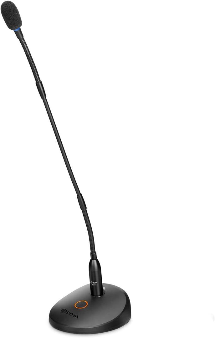 BOYA Desktop Gooseneck Condenser Microphone 18" Podium Microphones with Mute Button LED Indicator XLR Mic for Meetings Video Conferences Streaming Lectures BY-GM18C