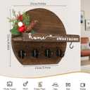 Key Holder for Wall, Key and Mail Holder Organizer - Key Holder Wall Mount with Bouquet Shelf and Key Hooks, Round Wooden Rustic Key Rack for Entryway and Home Decor (Brown)