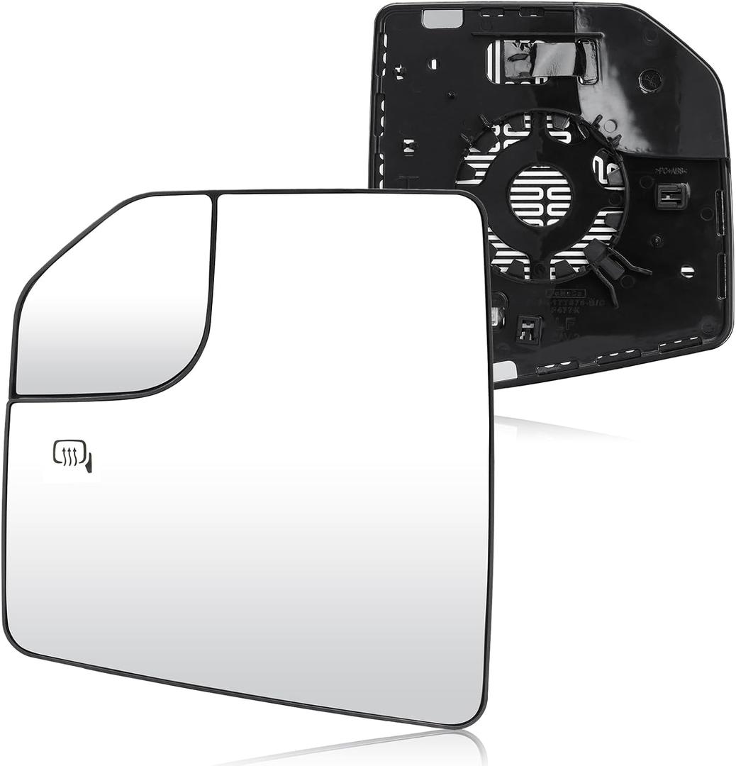 Driver Left Side Heated Blind Spot Mirror Glass Fit for 2015-2020 Ford F-150, 2.7L 3.0L 3.3L 3.5L 5.0L, Side View Mirror Glass, Replacement for FL3Z17K707L