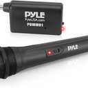 Pyle Portable VHF Wireless Microphone System - Professional Battery Operated Handheld Dynamic Unidirectional Cordless Microphone Transmitter Set W/Adapter Receiver, for PA Karaoke DJ Party, Black