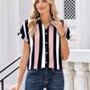 Zeagoo Womens Tops Short Sleeve Shirts Button Down Casual Blouses V Neck Outfits Summer Spring Clothes 2026 (M)