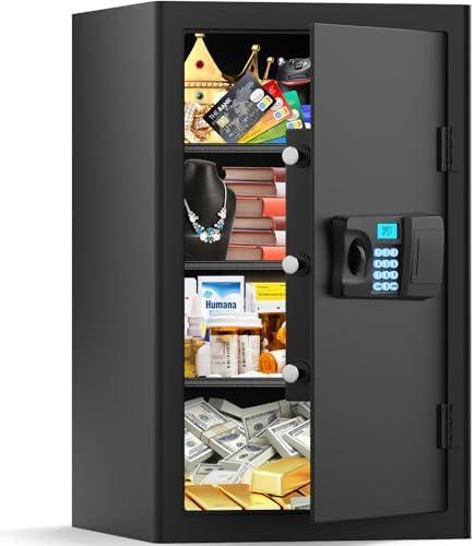 5.0 Cubic Large Home Safe Fireproof Waterproof, Digital Security Fireproof Safe Box with Combination Lock, Alarm Systerm and Removable Shelf, Fire Safes for Home Document Money Valuables