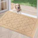 REFETONE Indoor Doormat, Front Back Door Mat 24"x36" Rubber Backing Non Slip Mats, Absorbent Washable Entrance Doormat for Entryway, Resist Dirt Low-Profile Inside Floor Mats for Muddy Shoes, Golden (Big Plaid Golden)
