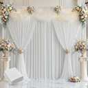 Joydeco 20x10ft Wrinkle Free White Backdrop Curtain for Parties, 20FTx10FT