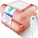 Electric Heated Blanket Full Size, UltraCozy Premium Flannel & Sherpa, Even Heat Distribution & Stable Temp, 110H AutoOff, 8 Temps (86125.6F), Overheat Protection, Ideal Gifts for Grandma (Pink)