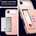 harusaki   iPhone Air Wallet Case with Hidden Card Slot - Wireless Charging Compatible iPhone 17 Air Case with Card Holder for Women and Men (Pink Gold)