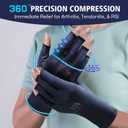 Extra Firm Compression Arthritis Gloves for Women and Men - High-Tension LYCRA for Deep Relief. Support for Carpal Tunnel, Swelling, Tendonitis & Rheumatoid. Great for Crocheting or Gaming. Blue S