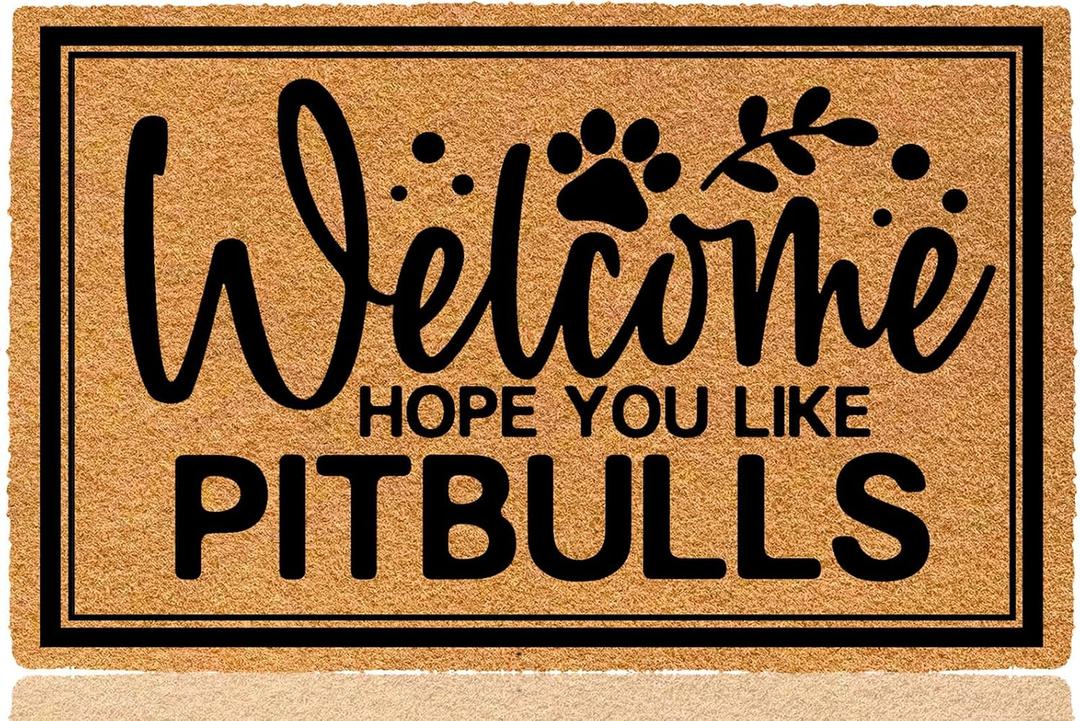 Welcome Hope You Like Pitbulls 30"x18" Outdoor Door Mats for Outside Entry Holiday Doormats for Outdoor Entrance Funny Home Welcome Floor Mat Indoor Non Slip with Rubber Backing