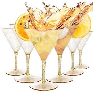 Liacere Martini Glasses Set of 6-11oz Plastic Gold Plastic Martini Glasses-Goblets&Chalices Elegant Colors,Hand-Blown,Art Deco Cocktail Colored Coupes For Manhattan,Cosmopolitan,Sidecar＆Fall Decor
