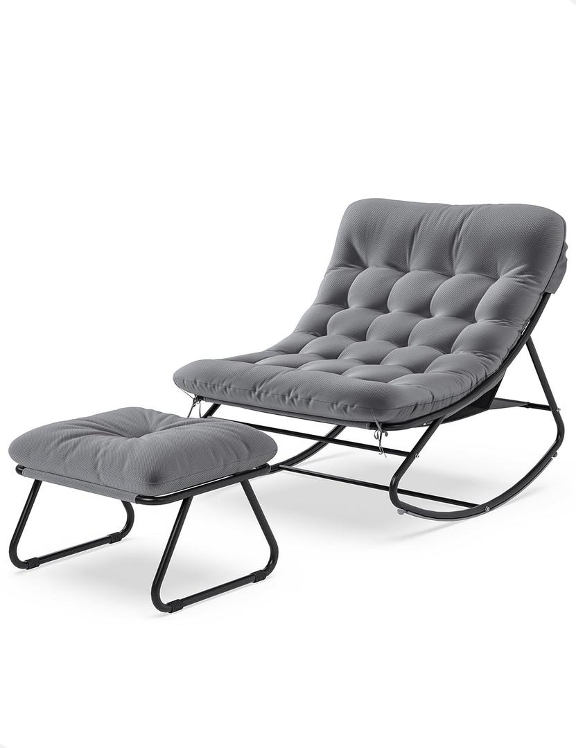 Outdoor Patio Rocking Chair - Weather-Resistant Garden Rocker with Cushions, Durable Steel Frame, Comfortable for Porch, Deck, or Backyard