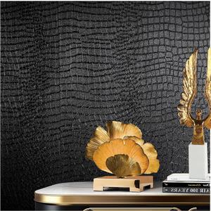 Black Peel and Stick Wallpaper, 15.7'' X 197'' Crocodile Wallpaper Embossed Easy off Self Adhesive Removable Contact Paper Textured for Cabinet Bedroom with Knife Tape Measure (Cismmy 0001)