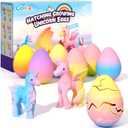 Coodoo Unicorn Hatching Rainbow Eggs for Kids - 6 Pack Unicorn Toys Craft Kits for Boys & Girls, Birthday Easter Basket Stuffers Crafts Gift for Kids 3+ Year Old - Girl Gifts for Ages 3 4 5 6 7 8
