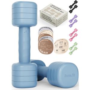 Adjustable Dumbbell Set2LB 3LB 4LB 5LB Light Hand Weights for WomenOne-Twist Weight AdjustmentNon-Slip Curved Grip HandleFree Weights for Home Gym, Rehab, Pilates, Yoga, Strength Training (Ocean Blue)