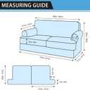 3-Pieces T Cushion Loveseat Slipcovers Leather Look Couch Cover Loveseat Covers for 2 Cushion Couch Furniture Protector Stretch Sofa Cover with 2 Individual T Cushion Seat Covers, Coffee