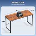 DUMOS 55 Inch Computer Office Desk Writing Gaming Study Work Large Desks for Bedroom Home Office with Metal Frame Simple Modern PC Table Workstation, Wood Brown