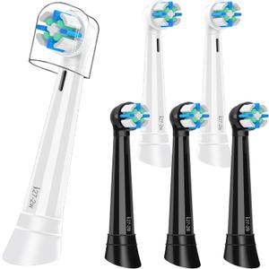 6 Pcs IO Replacement Heads Compatible with Oral B IO 2/3/4/5/6/7/8/9/10/Deep Clean Electric Toothbrush, Medium Bristles Brush Heads Compatible with Oral B IO for Effective Plaque Removal (Black/White)