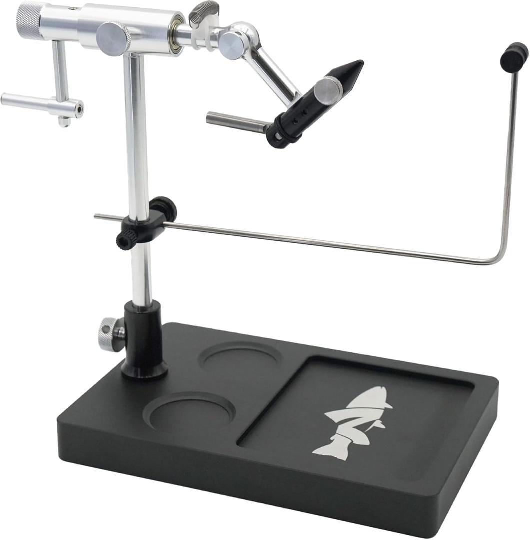 Nirvana V2 Rotary Fly Tying Vise with Travel Base - Now with Improved Jaws, Joints, and More functionality (Silver)