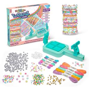 Rainbow Loom: Wrap it Loom Bracelet Maker - DIY Friendship String Bracelet Kit, 600 Beads, 4 Bracelet Styles, Jewelry Crafting Activity, Kids Ages 8+