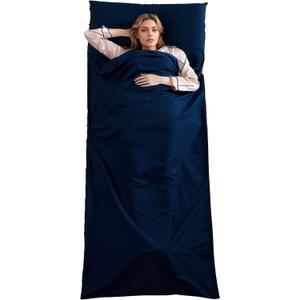Wind Tour Sleeping Bag Liner Adult Sleep Sack Lightweight Portable Travel Sheets for Hotel Double Sleeping Bag Liners for Camping Backpacking Hotels (Dark blue-90*220cm)