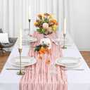 6 Pack Blush Pink Table Runner Cheesecloth 10Ft Spring Gauze Cheese Cloth Table Runner 35x120 Inch Boho Sheer Rustic Fabric for Holiday Party Decor Baby Shower Wedding Decorations